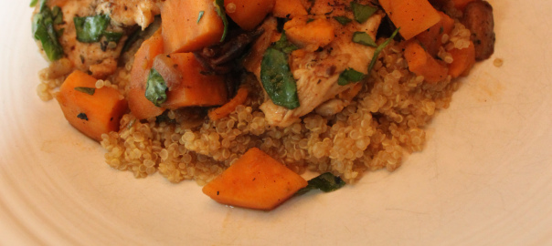 One-Pot Chicken with Sweet Potatoes and Spinach